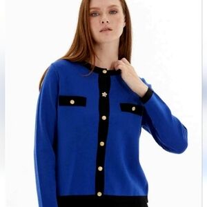DonCaster Blue Button-Down Cardigan Sweater